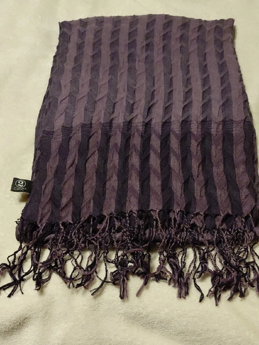 2 Chic Sheer Purple Chevron Wrap Scarf with Fringe